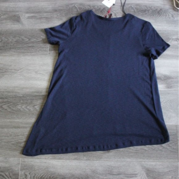 Christopher & Banks Forever Scarlett Asymmetric Short Sleeve Blouse-Blue-Size M - Picture 4 of 5